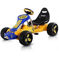 [아마존베스트]Costzon Go Kart, 4 Wheel Ride on Car, Pedal Powered Ride On Toys for Boys & Girls with Adjustable Seat, Pedal Cart for Kids 37× 24.8× 20.1 (Yellow)