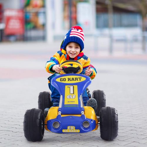  [아마존베스트]Costzon Go Kart, 4 Wheel Ride on Car, Pedal Powered Ride On Toys for Boys & Girls with Adjustable Seat, Pedal Cart for Kids 37× 24.8× 20.1 (Yellow)