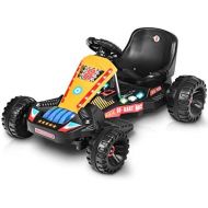 [아마존베스트]Costzon Electric Go Cart, 6V Battery Powered 4 Wheel Racer for Kids, Kids Pedal Cars for Outdoor, Ride On Toy Car with LED Flash Light, Music, Forward/Backward, 3-Position Adjustab