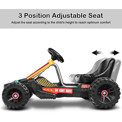  [아마존베스트]Costzon Electric Go Cart, 6V Battery Powered 4 Wheel Racer for Kids, Kids Pedal Cars for Outdoor, Ride On Toy Car with LED Flash Light, Music, Forward/Backward, 3-Position Adjustab