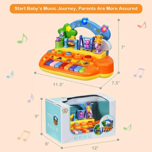  Costzon 8 Keys Kids Educational Piano Keyboard Toy, Animal Family Musical Instrument Toys with LED Light, Music Modes, Best Early Education Christmas Birthday Gifts for Babies Todd