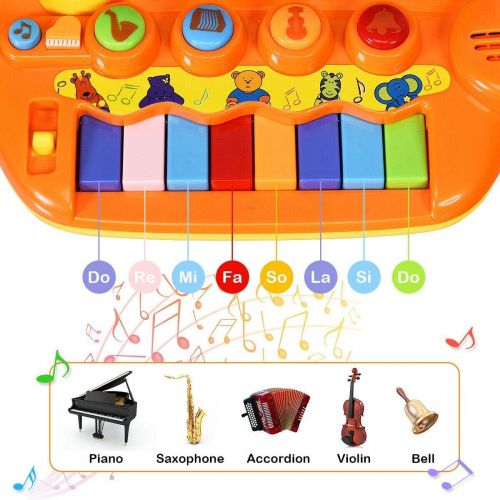  Costzon 8 Keys Kids Educational Piano Keyboard Toy, Animal Family Musical Instrument Toys with LED Light, Music Modes, Best Early Education Christmas Birthday Gifts for Babies Todd