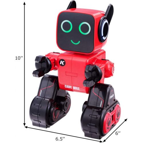  Costzon Wireless Remote Control Robot, RC Robot Toy Senses Gesture, Sings, Dances, Talks, and Teaches Science Robot Smart for Kids (Red)