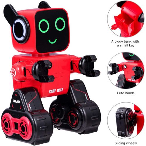  Costzon Wireless Remote Control Robot, RC Robot Toy Senses Gesture, Sings, Dances, Talks, and Teaches Science Robot Smart for Kids (Red)