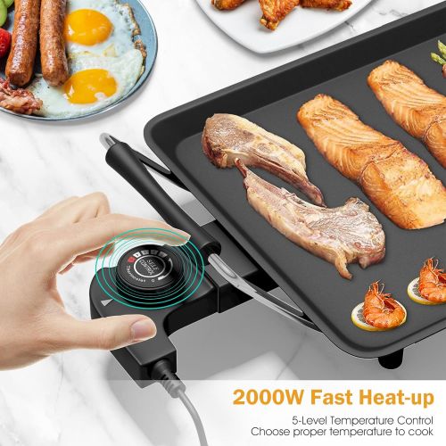  [아마존베스트]Costzon 35 Electric Teppanyaki Table Top Grill Griddle, Portable BBQ Barbecue Nonstick Extra Large Griddle Electric for Camping Indoor Outdoor with Adjustable Temperature