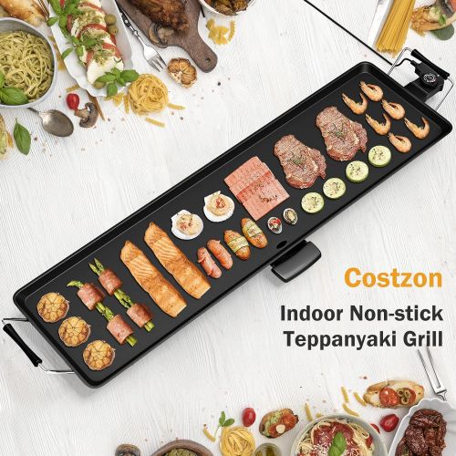  [아마존베스트]Costzon 35 Electric Teppanyaki Table Top Grill Griddle, Portable BBQ Barbecue Nonstick Extra Large Griddle Electric for Camping Indoor Outdoor with Adjustable Temperature