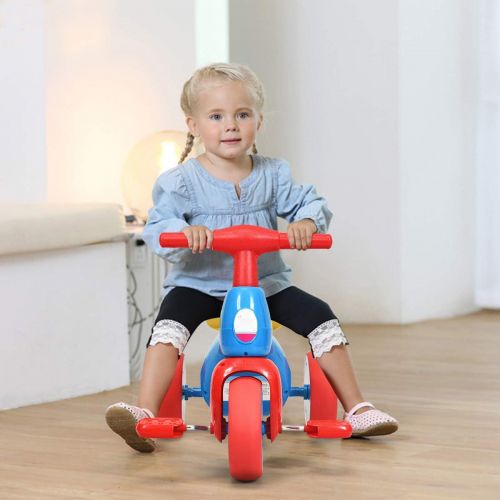  Costzon Kids Tricycle, Baby Balance Bike Walker with Foot Pedals, BB Sound and Storage Box, Lightweight, Rider Trike for Toddler 1 2 3 Years Old Indoor Outdoor, Children 3 Wheels B