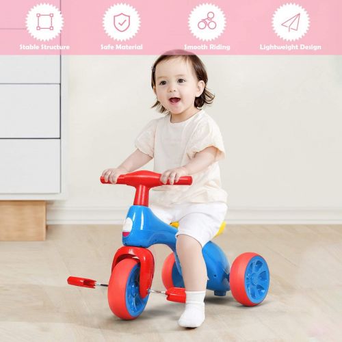  Costzon Kids Tricycle, Baby Balance Bike Walker with Foot Pedals, BB Sound and Storage Box, Lightweight, Rider Trike for Toddler 1 2 3 Years Old Indoor Outdoor, Children 3 Wheels B
