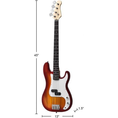  [아마존베스트]Costzon Full Size Electric 4 String Bass Guitar for Beginner Complete Kit, Rose Fingerboard and Bridge, w/Two Pickups & Two Tone Control, Guitar Bag, Strap, Guitar Pick, Amp Cord (