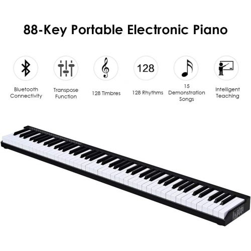  [아마존베스트]Costzon 88-Key Portable Electronic Piano, with a Handbag, 88-Key Full Size Digital Piano, Bluetooth and Voice Function, Portable Electronic Keyboard, with Sustain Pedal and Power S