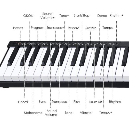  [아마존베스트]Costzon 88-Key Portable Electronic Piano, with a Handbag, 88-Key Full Size Digital Piano, Bluetooth and Voice Function, Portable Electronic Keyboard, with Sustain Pedal and Power S