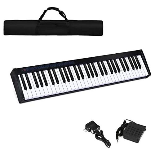  [아마존베스트]Costzon 61-Key Portable Digital Piano, Upgraded Premium Electric Keyboard W/ 128 Rhythm, 128 Tone, Sustain Pedal, MIDI/USB Interface, Power Supply, Bluetooth Function (Black)