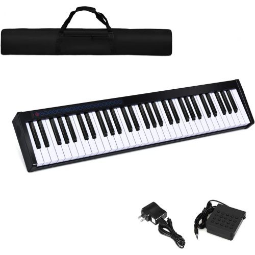  [아마존베스트]Costzon 61-Key Portable Digital Piano, Upgraded Premium Electric Keyboard W/ 128 Rhythm, 128 Tone, Sustain Pedal, MIDI/USB Interface, Power Supply, Bluetooth Function (Black)