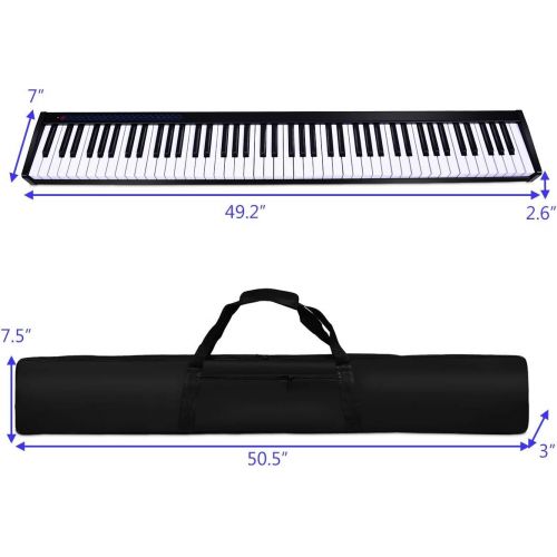  [아마존베스트]Costzon 88-Key Portable Digital Piano,Touch Sensitive Knocking Force Key Piano with External Speaker, Bluetooth Voice Function, MIDI Keyboard, Sustain Pedal, Power Supply and a Bla