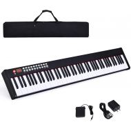 [아마존베스트]Costzon BX-II 88-Key Portable Touch Sensitive Digital Piano, Upgraded Electric Keyboard with MIDI/USB Keyboard, Bluetooth, Dynamics Adjustment, Sustain Pedal, Power Supply, and Bla