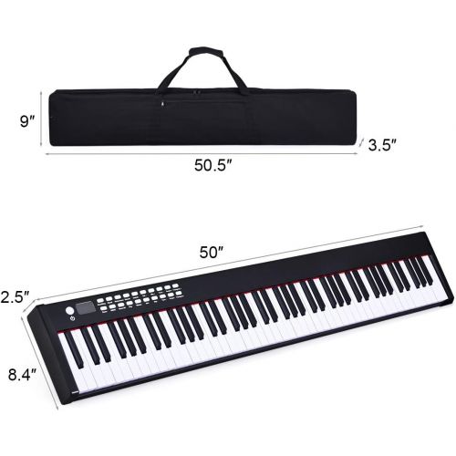  [아마존베스트]Costzon BX-II 88-Key Portable Touch Sensitive Digital Piano, Upgraded Electric Keyboard with MIDI/USB Keyboard, Bluetooth, Dynamics Adjustment, Sustain Pedal, Power Supply, and Bla