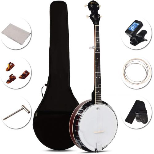  [아마존베스트]Costzon 5-String Banjo 24 Bracket with Geared 5th tuner and Mid-range Closed Handle, Include 420D Oxford Cloth Bag, One Strap, Wiper, 3 Picks for Beginners (41.5 IN)