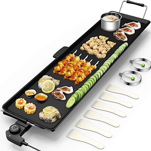  [아마존베스트]Costzon 35 Electric Teppanyaki Table Top Grill Griddle, Portable BBQ Barbecue Nonstick Extra Large Griddle Electric for Camping Indoor Outdoor with Adjustable Temperature