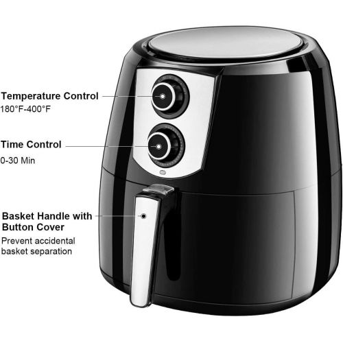  Costzon Air Fryer, Extra Large Capacity 5.5 Quart 1800W Digital Hot Air Fryer, Touch LCD Screen, Dishwasher Safe Non-Stick Fry Basket, Auto Shut Off, Black