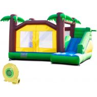 Costzon Inflatable Jungle Bounce House Jump and Slide Bouncer Castle (Bouncer with 680W Blower)