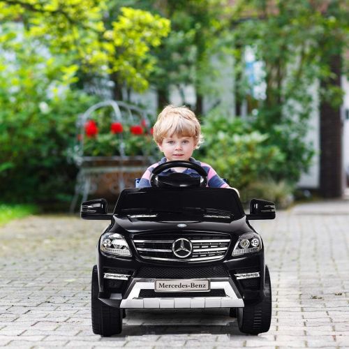  Costzon Ride On Car, Licensed Mercedes Benz ML350 6V Electric Kids Vehicle, 2WD Powered ManualParental Remote Control Modes Car with Lights, MP3, Music, Horn for Kids (Black)