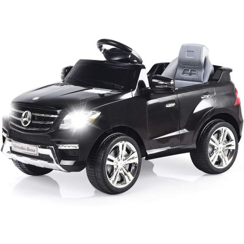  Costzon Ride On Car, Licensed Mercedes Benz ML350 6V Electric Kids Vehicle, 2WD Powered ManualParental Remote Control Modes Car with Lights, MP3, Music, Horn for Kids (Black)