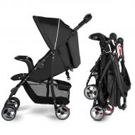 Costzon Lightweight Baby Stroller, Foldable Stroller with 5-Point Safety System and Multi Position Reclining Seat (Black)