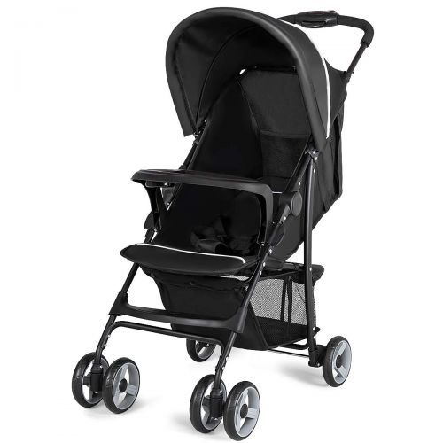  Costzon Lightweight Baby Stroller, Foldable Stroller with 5-Point Safety System and Multi Position Reclining Seat (Black)