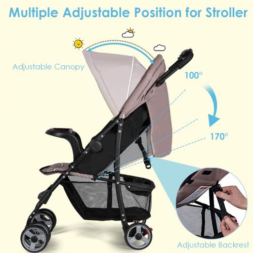  Costzon Lightweight Baby Stroller, Foldable Stroller with 5-Point Safety System and Multi Position Reclining Seat (Black)