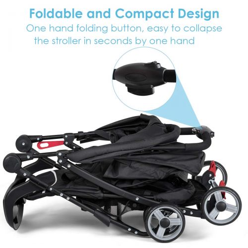  Costzon Lightweight Baby Stroller, Foldable Stroller with 5-Point Safety System and Multi Position Reclining Seat (Black)