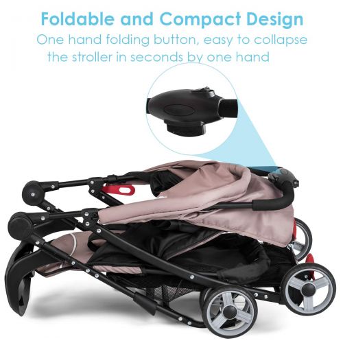 Costzon Lightweight Baby Stroller, Foldable Stroller with 5-Point Safety System and Multi Position Reclining Seat (Black)