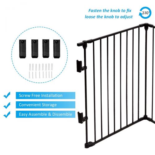  Costzon Baby Safety Gate, 4-in-1 Fireplace Fence, Wide Barrier Gate with Walk-Through Door in Two...