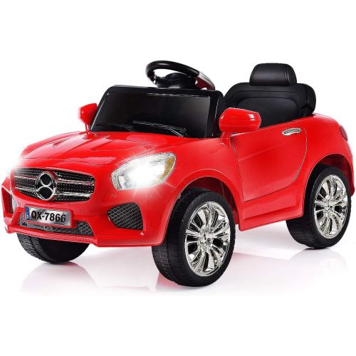  Costzon Kids Ride On Car, 6V Battery Powered Rechargeable Ride On Vehicle, Parental Remote Control & Foot Pedal Manual Modes wLED Headlights, Horn, MP3 Functions, HighLow Speed (