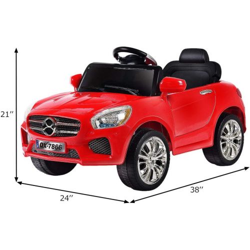  Costzon Kids Ride On Car, 6V Battery Powered Rechargeable Ride On Vehicle, Parental Remote Control & Foot Pedal Manual Modes wLED Headlights, Horn, MP3 Functions, HighLow Speed (