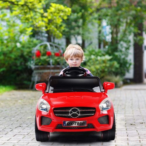  Costzon Kids Ride On Car, 6V Battery Powered Rechargeable Ride On Vehicle, Parental Remote Control & Foot Pedal Manual Modes wLED Headlights, Horn, MP3 Functions, HighLow Speed (