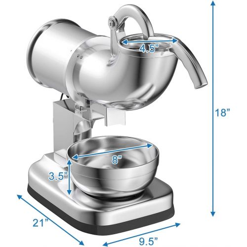  Costzon Electric Stainless Steel Ice Shaver Machine Crusher Snow Cone Maker, 440lbshr