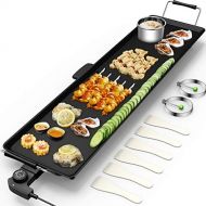 Costzon 35 Electric Teppanyaki Table Top Grill Griddle BBQ Barbecue Nonstick Extra Large Griddle Electric for Camping Indoor Outdoor with Adjustable Temperature