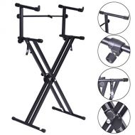 Costzon Keyboard Stand, Double-Braced X Style, Adjustable Piano Keyboard Stand with Locking Straps