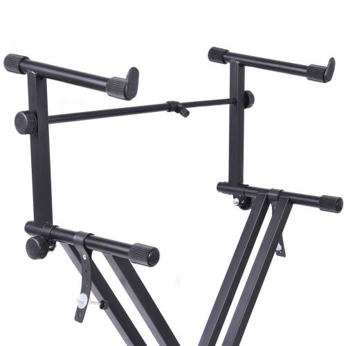  Costzon Keyboard Stand, Double-Braced X Style, Adjustable Piano Keyboard Stand with Locking Straps