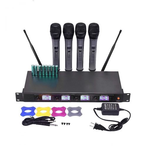  Costzon 4 Channel VHF Handheld Wireless Microphone System w4 Mics (Black)
