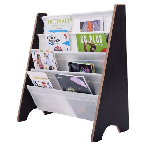  Costzon Kids Sling Bookshelf Book Magazine Storage Rack Children Bookcase Display Holder (Coffee)