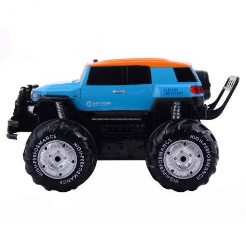  Costzon RC Car, 8CH Remote Control Amphibious Truck Off-Road Vehicle, Drive at Land & Water, Blue