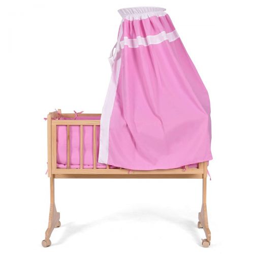  Costzon Wood Baby Cradle Rocking Crib Bassinet Bed Sleeper Portable Nursery (Pink)