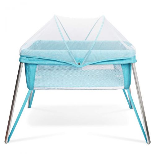  Costzon Baby Bassinet, Alumnium Foldable Baby Crib with Mosquito Net/Carry Bag