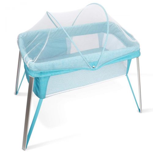  Costzon Baby Bassinet, Alumnium Foldable Baby Crib with Mosquito Net/Carry Bag