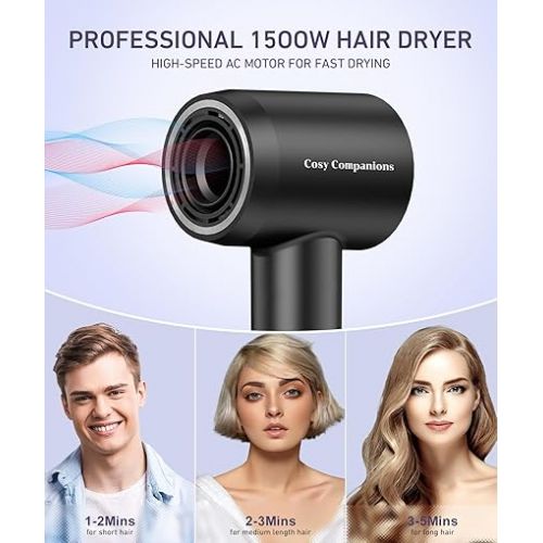  Hair Dryer - 150000 RPM High-Speed Brushless Motor Negative Ionic Blow Dryer for Fast Drying, Low Noise Thermo-Control Hair Dryer with Diffusers and Nozzle, Perfect for Gifts