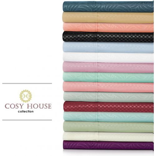  [아마존 핫딜]  [아마존핫딜]Cosy House Collection Elegant Bed Sheets - Cal King Size, Violet (Wavy) - Luxury 6 Piece Hotel Bedding Set - Beautiful Matte & Shine Patterns - Deep Pocket - 1 Fitted, 1 Flat, 4 Pi