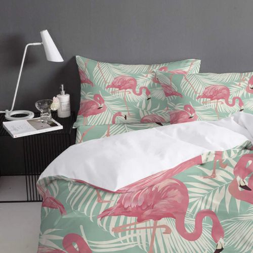  CosyBright 4 Piece Bedding Sets - Red Skirt Girl On Worn-Out Wooden Board Bedroom Decorative 1 Flat Sheet 1 Duvet Cover and 2 Pillow Cases - Full Size