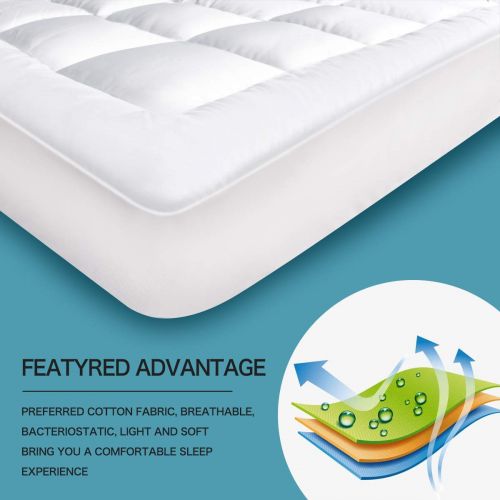  Cosylifee Queen Mattress Pad Cover Cooling Mattress Topper Cotton Top Pillow Top with Snow Down Alternative Fill-8-21”Deep Pocket