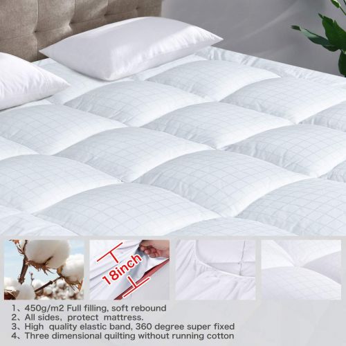  Cosylifee Full Mattress Pad Cover Cooling Mattress Topper Cotton Top Pillow Top with Snow Down Alternative Fill-8-21”Deep Pocket